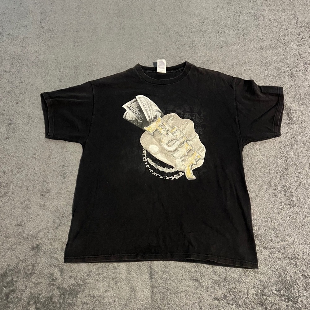 Vintage Y2K Pure Money Graphic Shirt Black XL Streetwear Gangsta Hip-Hop